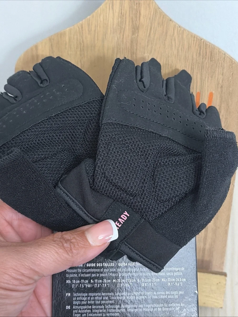 adidas Black Training Fingerless Gloves with Pink Accents size M
